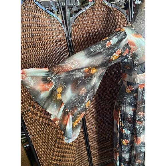 Size XS//Vintage 60s Angel Sleeve Maxi Dress - Picture 4 of 6